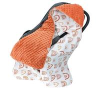 ZiaWorld Baby Car Seat Blanket 90x90cm Reversible Wrap Swaddle Blanket for Newborn Babies, Plush Soft Double-Sided Cotton, Universal Fit for Car Seat, Pushchair, Buggy, Pram (Orange Rainbow)