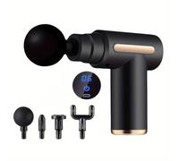 ZiaWorld Massage Gun with LCD Touch Screen, Body Deep Tissue Percussion Handheld Back Leg Muscle Massager, Portable Neck Relaxation Gun, Noise Reduction (Black 6 Speed 4 Head)