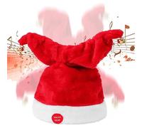 ZiaWorld Singing and Dancing Santa Hat for Kids, Funny Plush Red and White Rocking Musical Christmas Hat, Gifts for Children, New Year, Party Supplies (Style B)