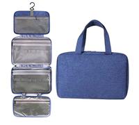 ZiaWorld Travel Toiletry Bag with Hanging Hook, Waterproof Foldable Large Capacity Travel Makeup Bag Organizer, Women & Men Toiletries Bag for Large Full Sized Essential Accessories Cosmetics, Blue