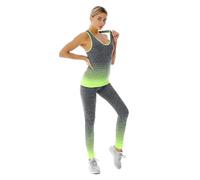 ZiaWorld Women 2 Piece Workout Outfits Set, Gym Set Seamless Ribbed Casual Comfortable Vest Top High Waist Leggings Sets, Sports Activewear Tracksuit Yoga Fitness Ladies Gym Wear, Green, S/M