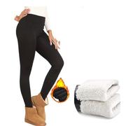 ZiaWorld Women Fleece Lined Leggings Black High Waist Thick Thermal Leggings Winter Warm Stretchy Leggings Tights Soft Fur Water Resistant (UK, Alpha, S, Regular, Regular, Black)