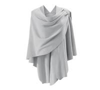 ZiaWorld Womens Cross Front Shawl Wraps, Elegant Ponchos Finely Draped Knitted Cape, Cardigan for Evening Dress Wedding Shawls, Winter Season (UK, Alpha, One Size, Regular, Regular, Grey)