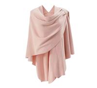 ZiaWorld Womens Cross Front Shawl Wraps, Elegant Ponchos Finely Draped Knitted Cape, Cardigan For Evening Dress Wedding Shawls, Winter Season (UK, Alpha, One Size, Regular, Regular, Pink)