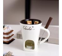 Zibeem Chocolate Fondue Mug Set - Ceramic Chocolate Melting Cup with Forks & Candle | Personal Cheese Melting Cup | Butter Warmers Pot Simmer Mug for Caramel,200ml Capacity