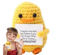 Zibeem Crochet Duck Doll, Positive Crocheting Duck Doll, Cute Crochet Encouragement Card for Table, Bookshelf