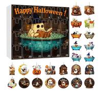 Zibeem Halloween Countdown - 24 Day Reading Ghost Countdown Ornaments - 2D Acrylic Halloween Decorations for Indoor Home Haunted House Tree Fireplace