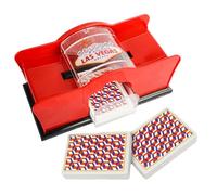Zibeem Manual Card - Poker and Dealing Machine - Card for Blackjack Poker 2 Free Decks of Playing Cards Easy to Use Manual Mixer Hand Cranked