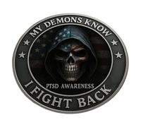 Zibeem My Demons Know I Fight Back Challenge Coin | Collectible Commemorative Coin | Collectible Veterans Keepsake for Educational Demonstrations Bookshelf Historical Exhibitions Patriotic Individuals