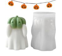 Zibeem Silicone Candle Molds - Craft Casting Mold | Pumpkin Ghost Shape Cement Mould for Candle Wax Epoxy Resin Halloween Home Decoration Enthusiasts Holiday Event Organizers