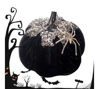 Zibeem Sparkly Pumpkins Statue | Halloween Pumpkins with Spiders - 3D Spider Figures Prop Decoration for Holiday Home Door House Table Window Outside Halloween
