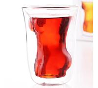 Zibeem Unique Pint Glass Transparent Body Shape Glass Cup Beer Glasses Creative Double-Layer Body Shape Cocktail Glass for Vodka Whiskey Beer for Home Parties Clubs Events
