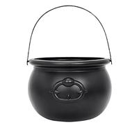 Zibeem Witch Kettle Cauldron Plasti-c Black Witch Cauldron Halloween Cauldron Candy Kettle Candy Pot With Handle For Halloween Decor Part-y Favor Decoration Halloween Candy Bowl