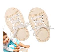 Zibeem Wooden Lacing Shoe Toy,Shoe Lace Practice Board,Learn To Tie Shoelaces Kids Lacing Shoe Toy,Kids Teaching Tie Shoelaces Board,Assistive Early Educational Toy For Children 3-6