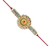 ZIBELL Designer Rakhi Thread Bracelet Set for Brother Bhaiya Bhabhi, Traditional Festival of Raksha Bandhan Gift, One Size, Thread Fabric, Amber