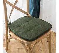 ZIBENE 17 X 16 Chair Cushions for Dining Chairs 6 Pack, Chair Pads with Ties and without Non Slip Backing, Moisture-proof And Breathable Cotton and Linen Seat Cushion Washable for All Seasons Green