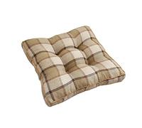 ZIBENE Chair Cushions for Dining Chairs 6 Pack Farmhouse, Kitchen Chair Pads for Counter Stools, Rustic Square 40x40 Seat Cushion with Plaid Pattern and Positioning Process, 8cm Extra Thick Beige