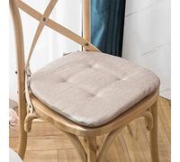ZIBENE Dining Chair Non Slip Pads Pack Of 4 Size 16 X16, Kitchen Chair Cushions Set Of 4 with Ties, Ergonomic Seat Cushions with Positioning Craft, Wearable and Durable Linen Seat Pads Beige