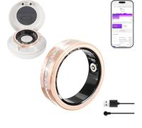 ZIBENE Smart Ring Wireless Switching videos, e-books.Health Ring, Diamond-Studded, Sleep and Fitness Tracking, Heart Rate Monitor, Blood Oxygen Sensor, IP68 Waterproof, iOS and Android, Rose Gold 7#