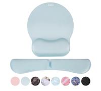 Zibly Keyboard Wrist Rest and Mouse mat Wrist Support, Comfortable Memory Foam Mouse pad Wrist Support Cushion with Anti-Slip Grip for Office Computer Laptop Working Gaming (Wrist Pad Blue)