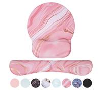 Zibly Keyboard Wrist Rest and Mouse mat Wrist Support, Comfortable Memory Foam Mouse pad Wrist Support Cushion with Anti-Slip Grip for Office Computer Laptop Working Gaming (Combo Pink Marble)
