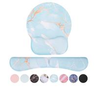 Zibly Keyboard Wrist Rest and Mouse mat Wrist Support, Comfortable Memory Foam Mouse pad Wrist Support Cushion with Anti-Slip Grip for Office Computer Laptop Working Gaming (Combo Green Marble)