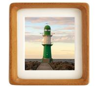 Zibrelte 4x4 Solid Teak Wood Picture Frame Matted to 3x3 | Shatterproof Plexiglass, Mortise-Tenon Build, Horizontal & Vertical Tabletop Wall Mounting Square Display Frame