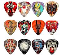 ZIBUYU® 12Pcs Guitar Picks PVC Guitar Picks with Thin, Medium & Heavy Picks Rock Aesthetic Guitar Picks 0.46mm/0.71mm/1mm Guitar Picks for Bass Electric Guitar Acoustic Guitar
