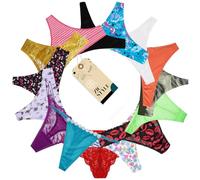 Zic style Women’s Thongs Multipack - 12 Pack Cotton & Lace G-String Panties, Seamless No-Show Low-Rise Underwear for Everyday Comfort (Assorted Colours)