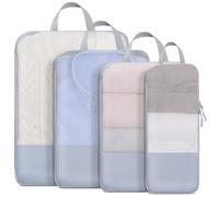 Zicac Compression Packing Cubes,4 Set Travel Organiser Packing Cube for Suitcases Luggage Organiser Bags, Space Saving Compression Organizer for Backpack