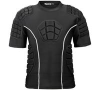 Zicac Men Padded Compression Shirt, Football Chest Rib Protectors, Football Protective Gear for Baseball Rugby Lacrosse Black