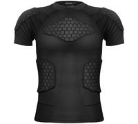 Zicac Mens Sports Padded Compression Tops Short Sleeve Shock Guard Protective Shirt Shoulder Rib Chest Protector for Outdoor Football Basketball Paintball Rugby Black