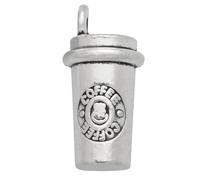 Zicdije Pack of 80 PCS 3D Coffee Cups Antique Tibetan Silver Charms Wholesale Bulk Pendants Supplies for Jewelry DIY Making Metal Alloy Charms