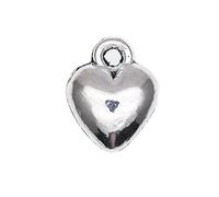 Zicdije Pack of 80 PCS 3D Heart Antique Tibetan Silver Charms Wholesale Bulk Pendants Supplies for Jewelry DIY Making Metal Alloy Charms