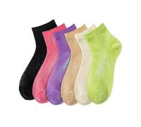 ZICIgalique Candy-Coloured Sheer Short Socks - 1D Ultra-Thin Aurora-Shimmer Hosiery, Silky Transparent Black Ankle Socks for Women