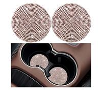Ziciner 2PCS Bling Car Cup Holder Coaster, 2.73 Inch Anti-Slip Cup Insert Coasters, Crystal Rhinestone Auto Drink Cup Mat, Universal Interior Decor Car Accessories for Women Girls (Golden)