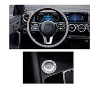 Ziciner Bling Car Steering Wheel Cover, Crystal Glitter Rhinestone Wheel Protector for Vehicle, Universal Automotive Interior Decorative Accessories with Start Button Starter Ring (Colorful)