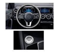 Ziciner Bling Car Steering Wheel Cover, Crystal Glitter Rhinestone Wheel Protector for Vehicle, Universal Automotive Interior Decorative Accessories with Start Button Starter Ring (White)