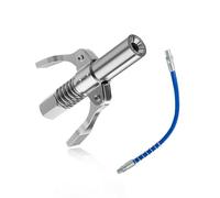 Ziciner Grease Gun Coupler, Double Handles Quick Lock Release Grease Gun Tip with 11.8 Inch Pipe, 12000 PSI High Pressure Grease Fittings Compatible with All Grease Guns (1 PC+1 Pipe)