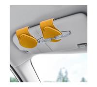 Ziciner Sunglasses Holder for Car Visor, Magnetic Leather Visor Eyeglass Clip Mount, Universal Protective Glasses Organizer Box, Auto Interior Visor Accessories for Women Men (Yellow, 2 PCS)