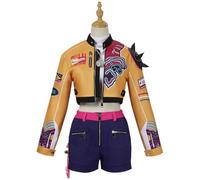 Zickdom Cosplay Costume for Girls, Sequin Glitter Fancy Dress Outfit Set with Jacket Crop Top & Shorts | Black Gold Shiny for Halloween Carnival Party A-Clothing M