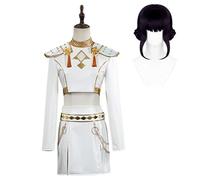 Zickdom Cosplay Costume for Girls, Sequin Glitter Fancy Dress Outfit Set with Jacket Crop Top & Shorts | Black Gold Shiny for Halloween Carnival Party E-Costume +Wig 110