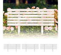 Zickdom Wooden Garden Edging Border 4 Panels - Picket Fence for Lawn & Flower Bed,No Tools - 5-Layer Coated,Connective - Garden Wooden Edges for DIY Outdoor - Natural Wood White W31.5'' x H17.7''