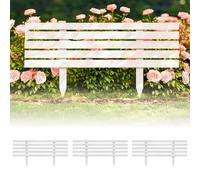 Zickdom Wooden Garden Edging Border 4 Panels - Picket Fence for Lawn & Flower Bed,No Tools - 5-Layer Coated,Connective - Garden Wooden Edges for DIY Outdoor - Natural Wood White W23.6'' x H15.7''