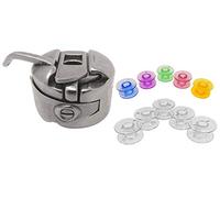 ZickZackNaehmaschine Bobbin Case + Coloured Colourful + Transparent Plastic Bobbins for Toyota RS Series + RS 2000 Sewing Machine
