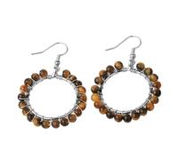 Zicnjodye 1pair Natural Drop Earrings Handmade Wire Wrapped Circle Dangle Earring For Women