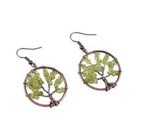 Zicnjodye 1pair Natural Drop Earrings Handmade Wire Wrapped Circle Dangle Earring For Women