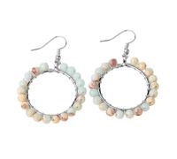 Zicnjodye 1pair Natural Drop Earrings Handmade Wire Wrapped Circle Dangle Earring For Women