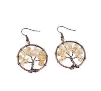 Zicnjodye 1pair Natural Drop Earrings Handmade Wire Wrapped Circle Dangle Earring For Women