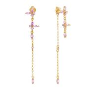 Zicnjodye 1pair Silver Color Ear Needle Butterfly Flower Pendant Water Drop Tassel Chain Earrings